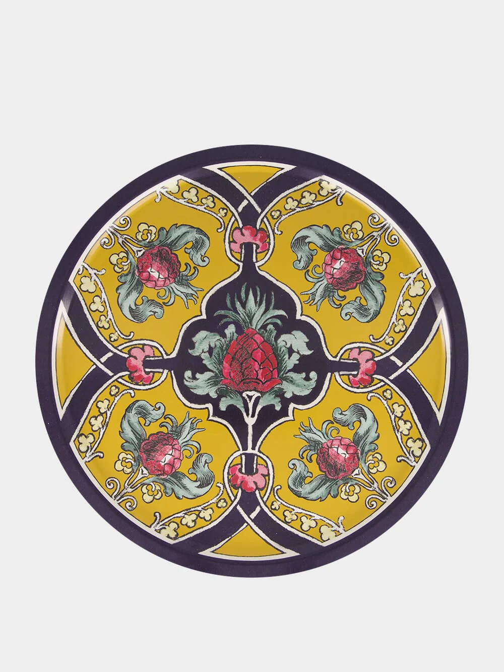 Riviera Giallo Printed Round Wooden Tray Large