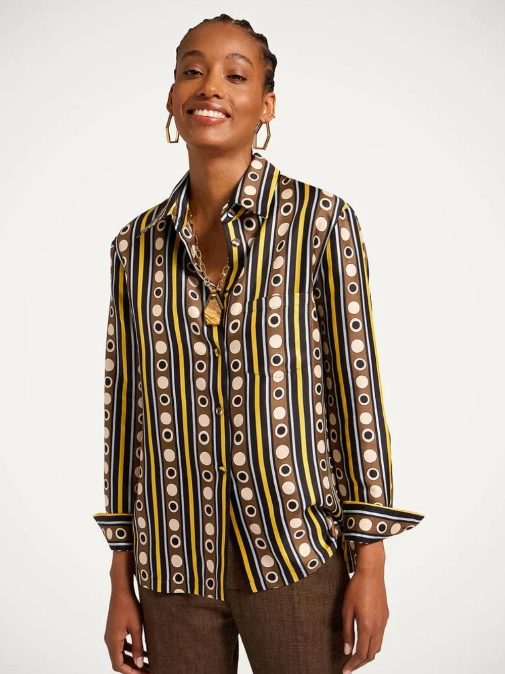 Sanctuary Brown Silk Twill Boy Shirt - Image 2