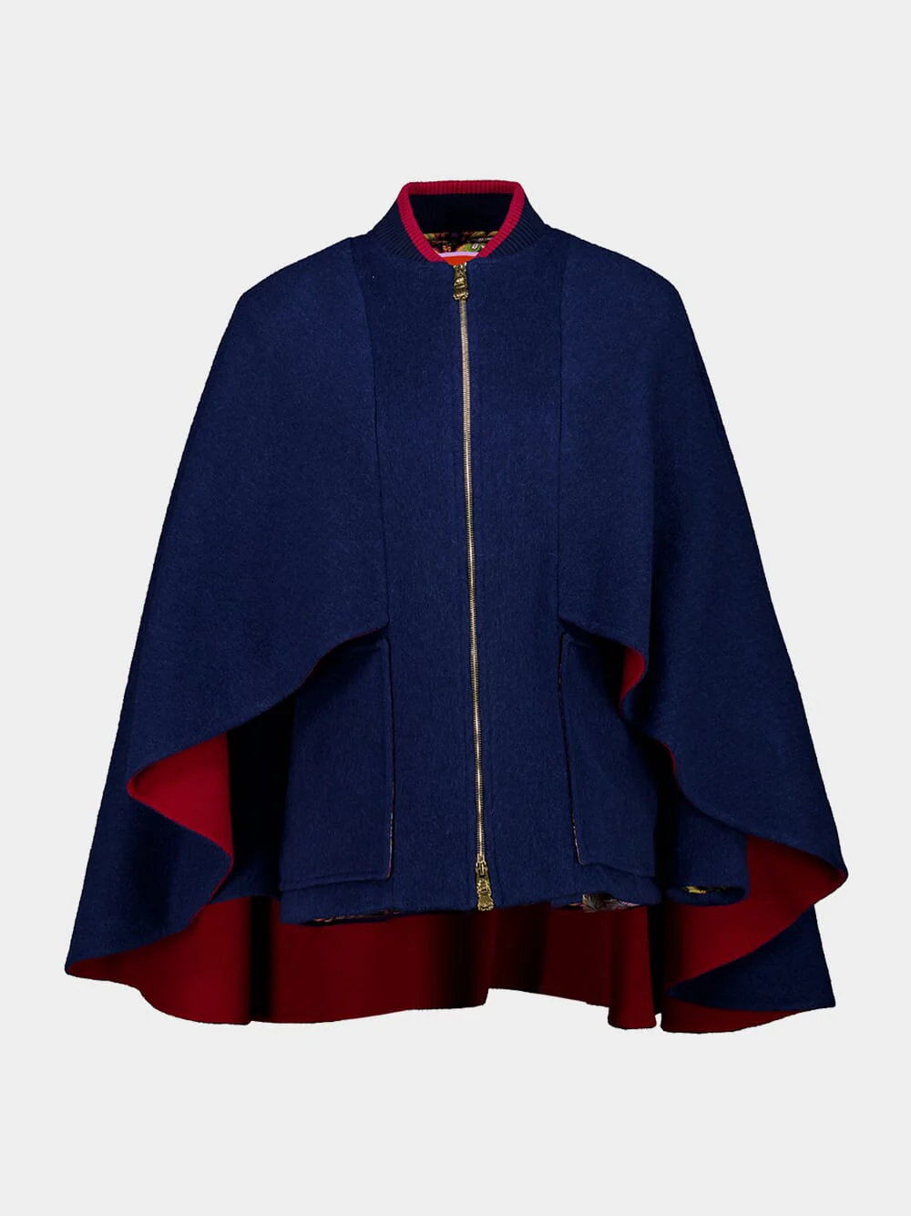 Solid Blue Double Coat Baker Street Wool Jacket - Image 2
