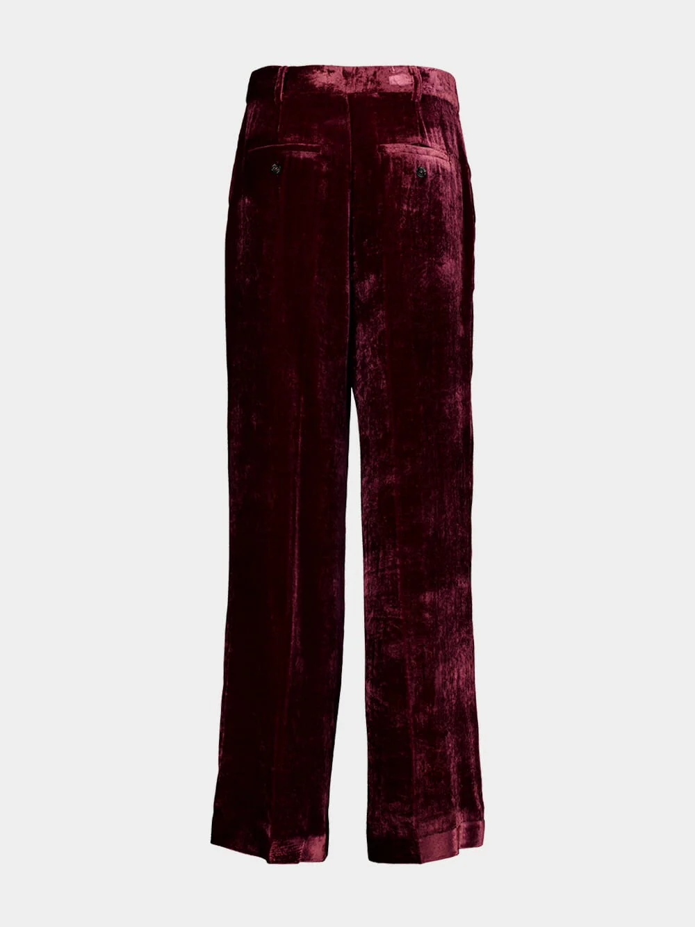 Solid Burgundy Loose Fit Velvet Pants - Image 2