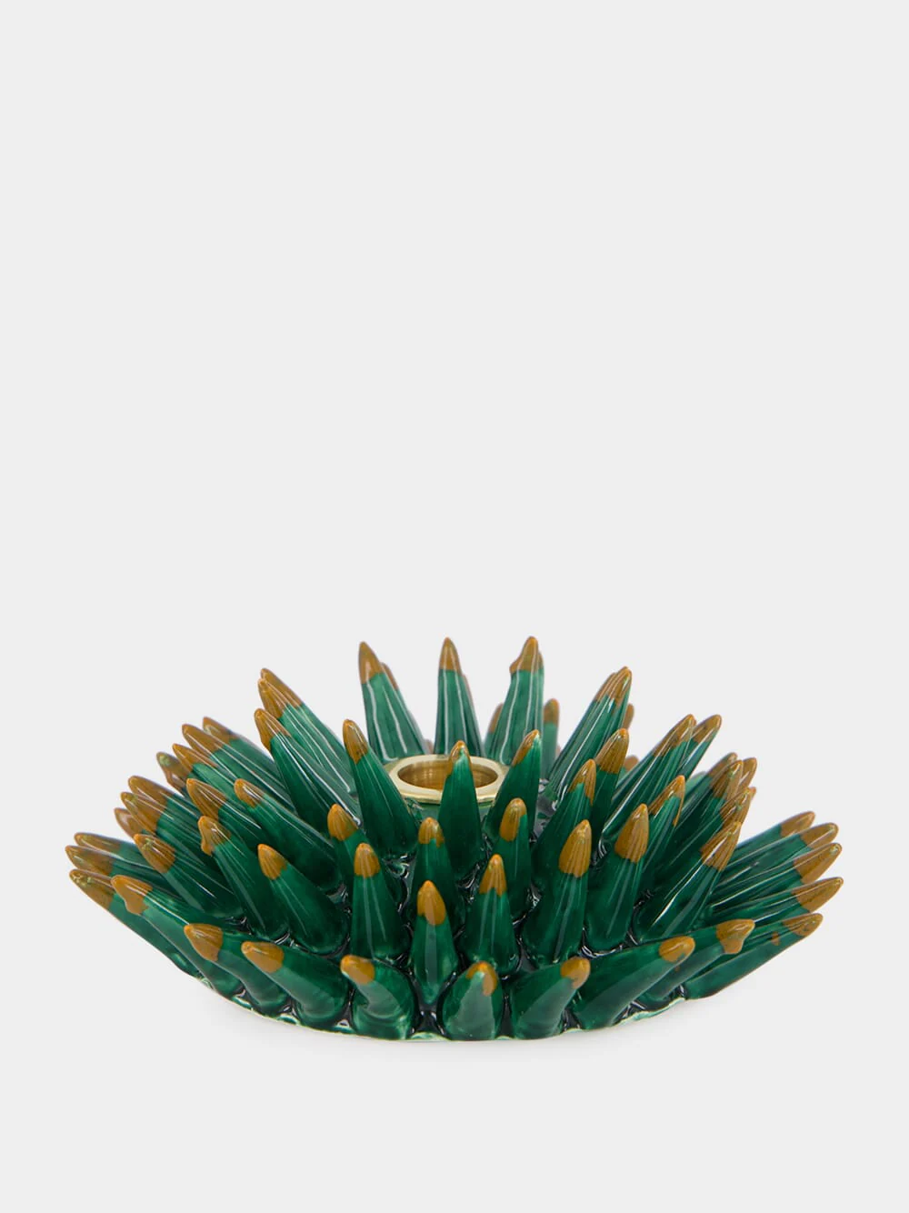 Solid Forest Green Spine Candle Holder