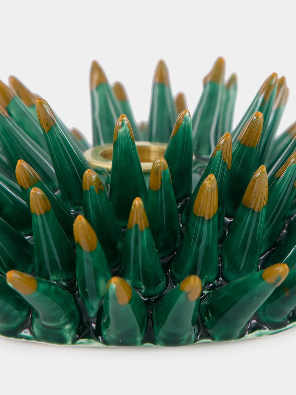 Solid Forest Green Spine Candle Holder - Image 3