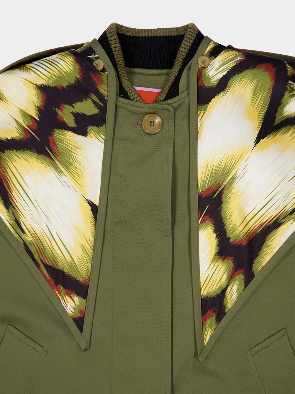 Solid Green Buttoned Parka in Windsor Cotton - Image 3
