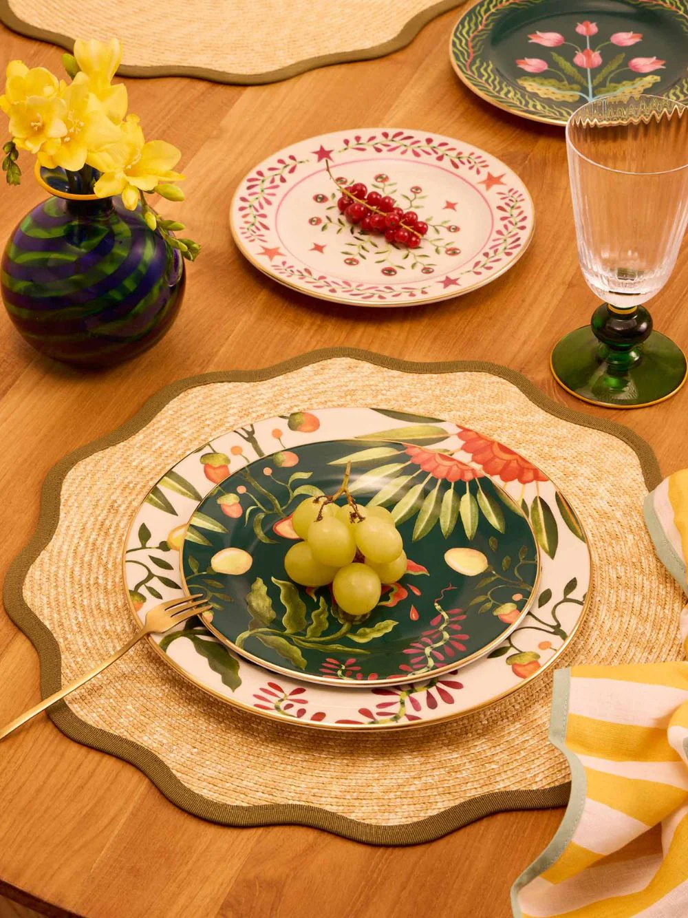 Solid Olive Palm Straw Cloud Placemat Set of 2 - Image 2