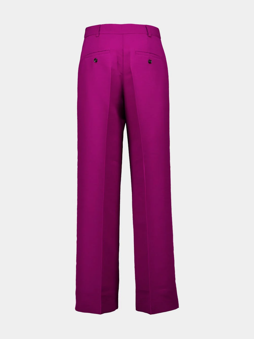 Solid Purple Wide-Leg Cady Wool Trousers - Image 4