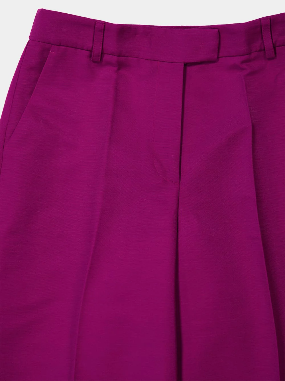 Solid Purple Wide-Leg Cady Wool Trousers - Image 5