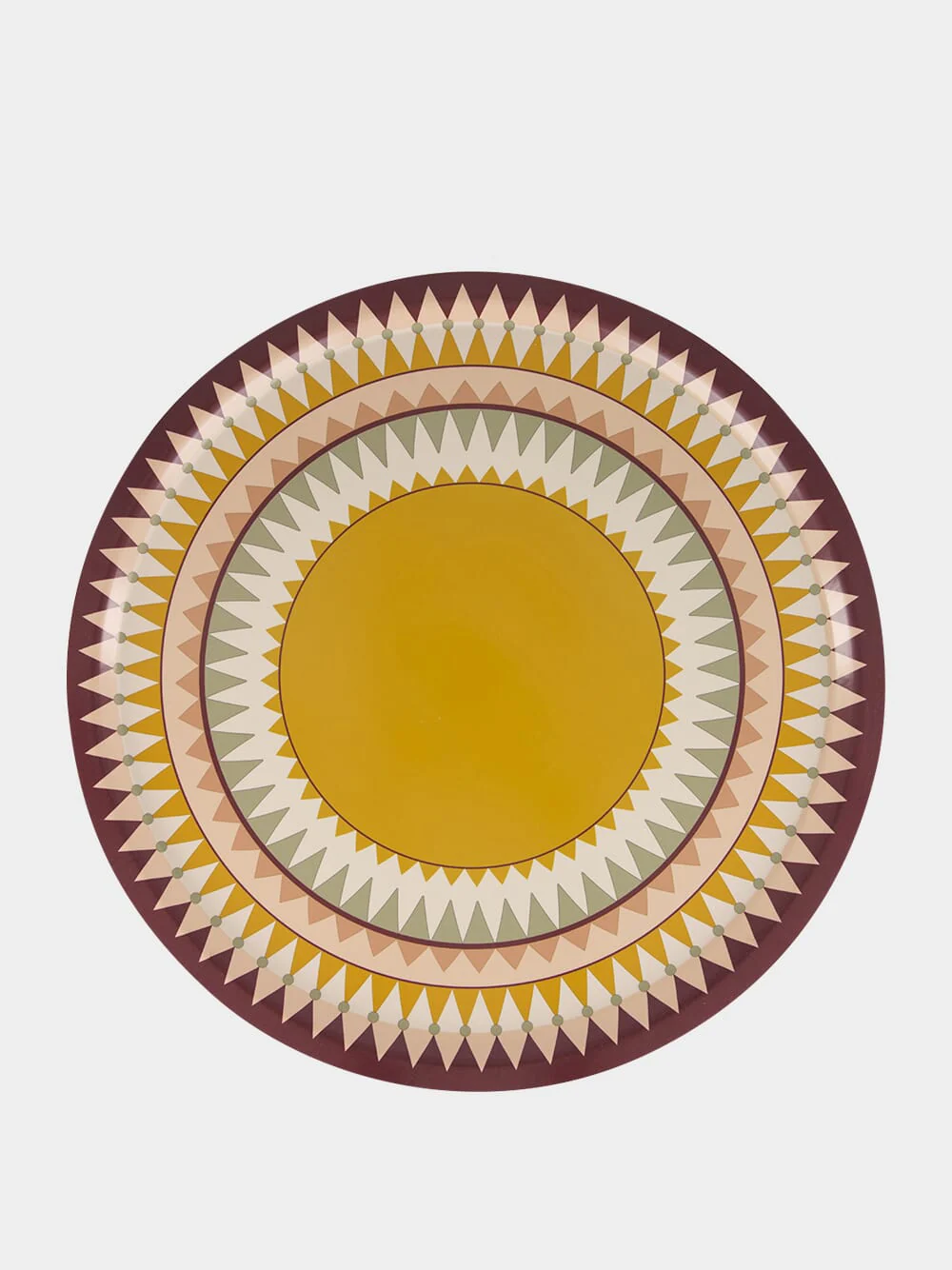 Solid Yellow Printed Round Wooden Tray Large