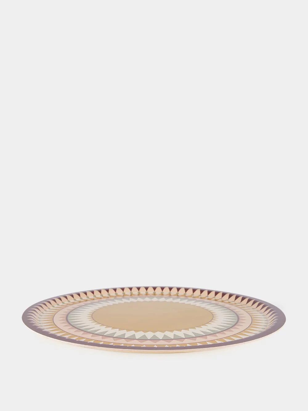 Solid Yellow Printed Round Wooden Tray Large - Image 2