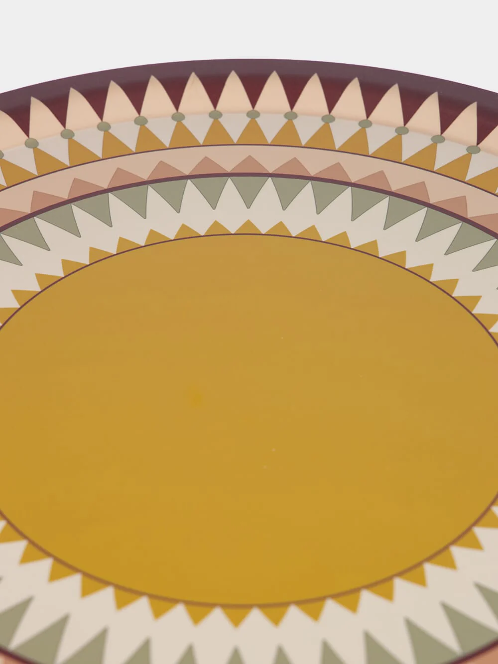 Solid Yellow Printed Round Wooden Tray Large - Image 3