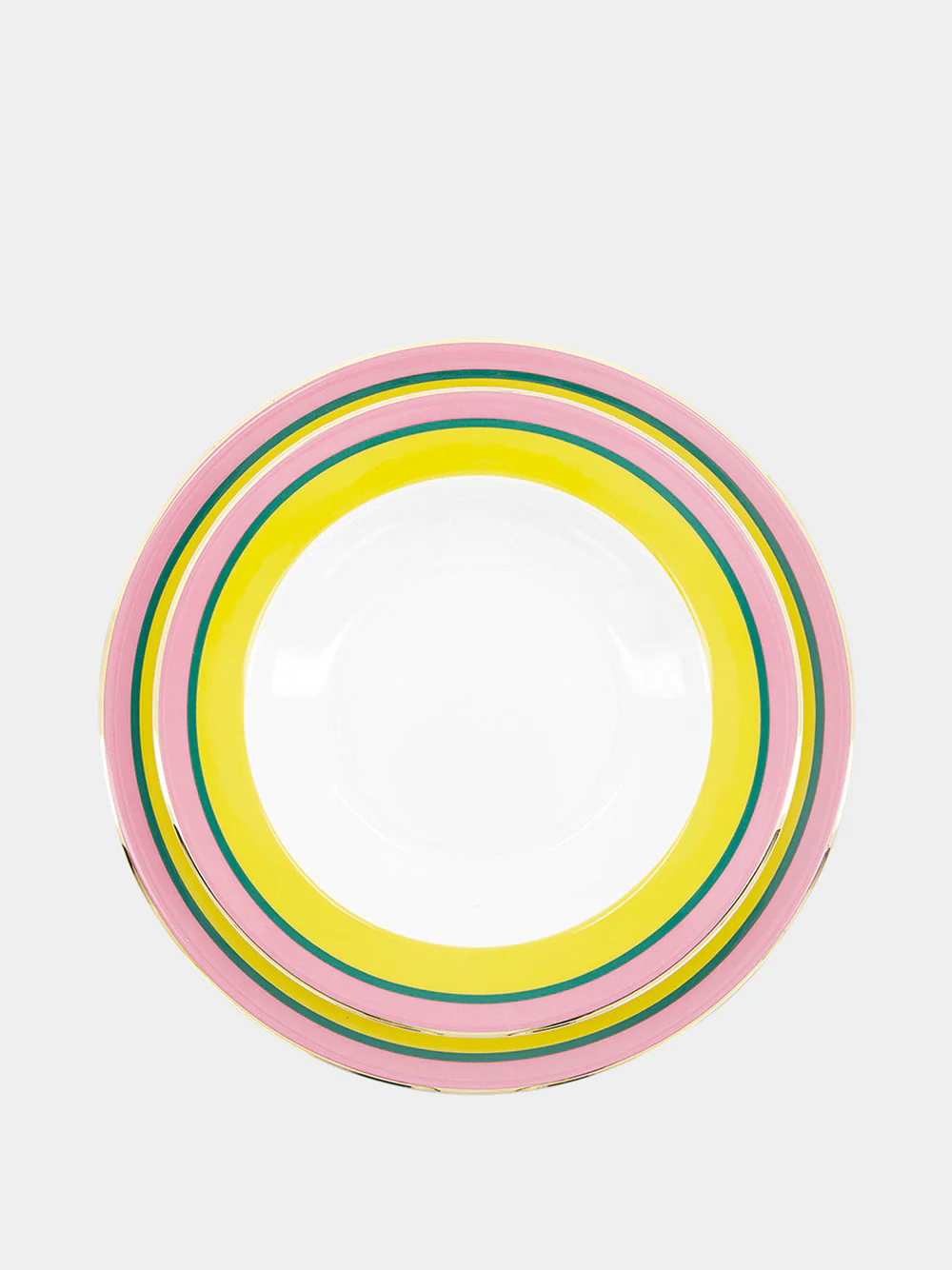 Yellow Rainbow Set of Soup and Dinner Plates