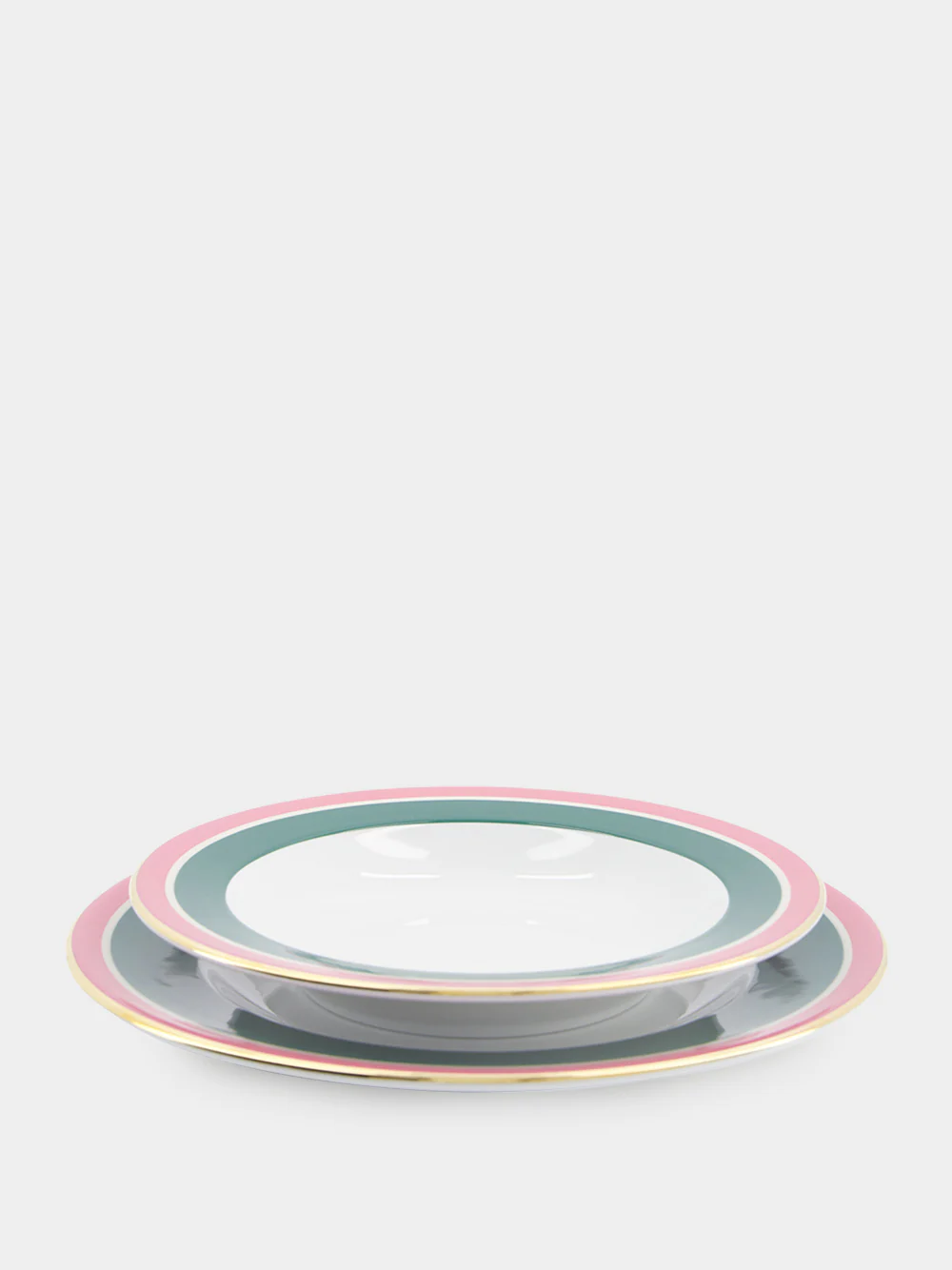 Green Rainbow Set of Soup and Dinner Plates - Image 2