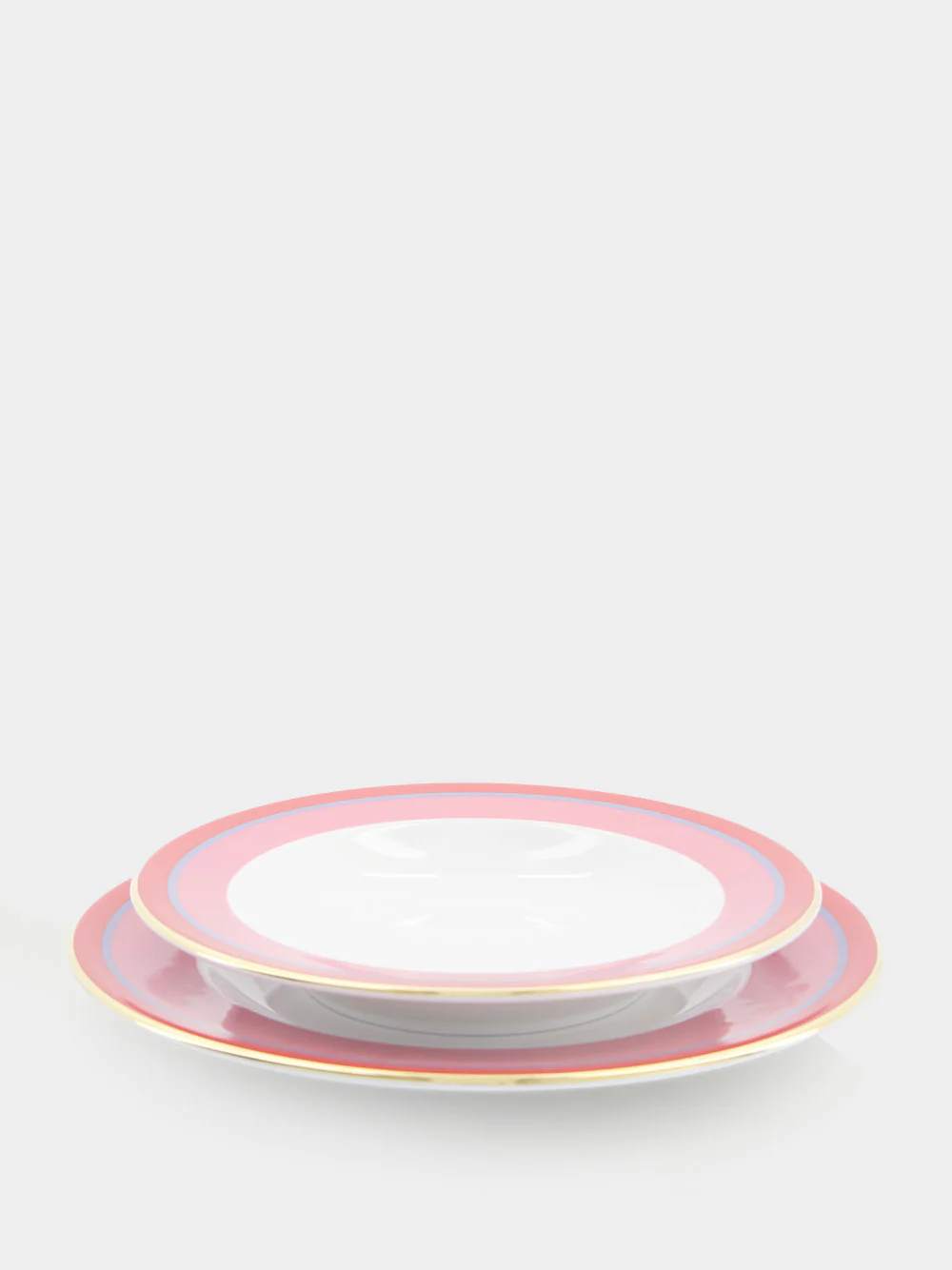 Pink Rainbow Set of Soup and Dinner Plates - Image 2