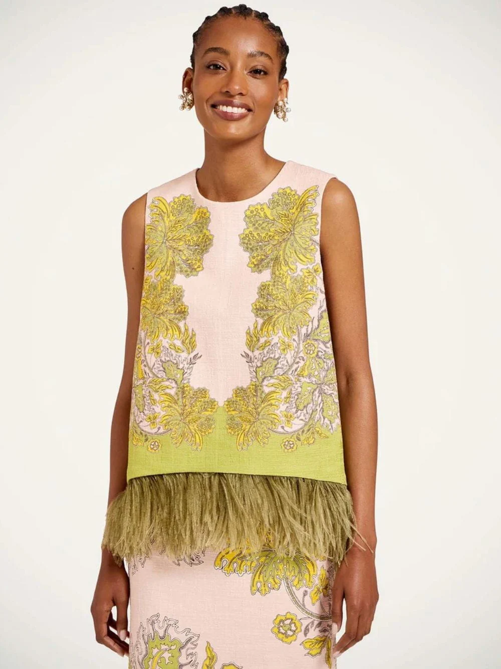 Swathe Pink Feather Trim La Scala Top - Image 2