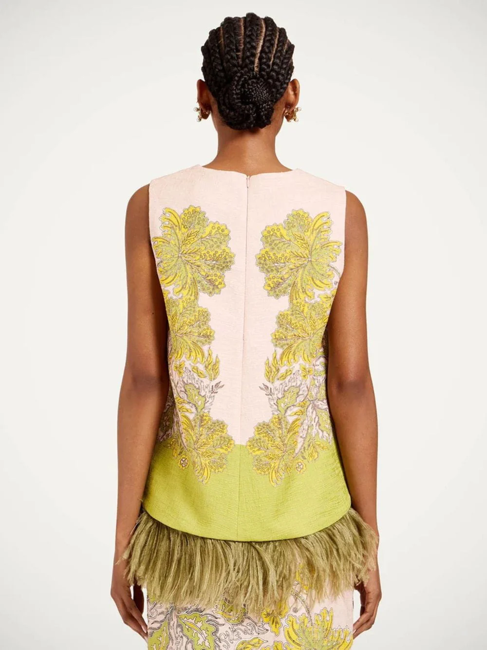 Swathe Pink Feather Trim La Scala Top - Image 4