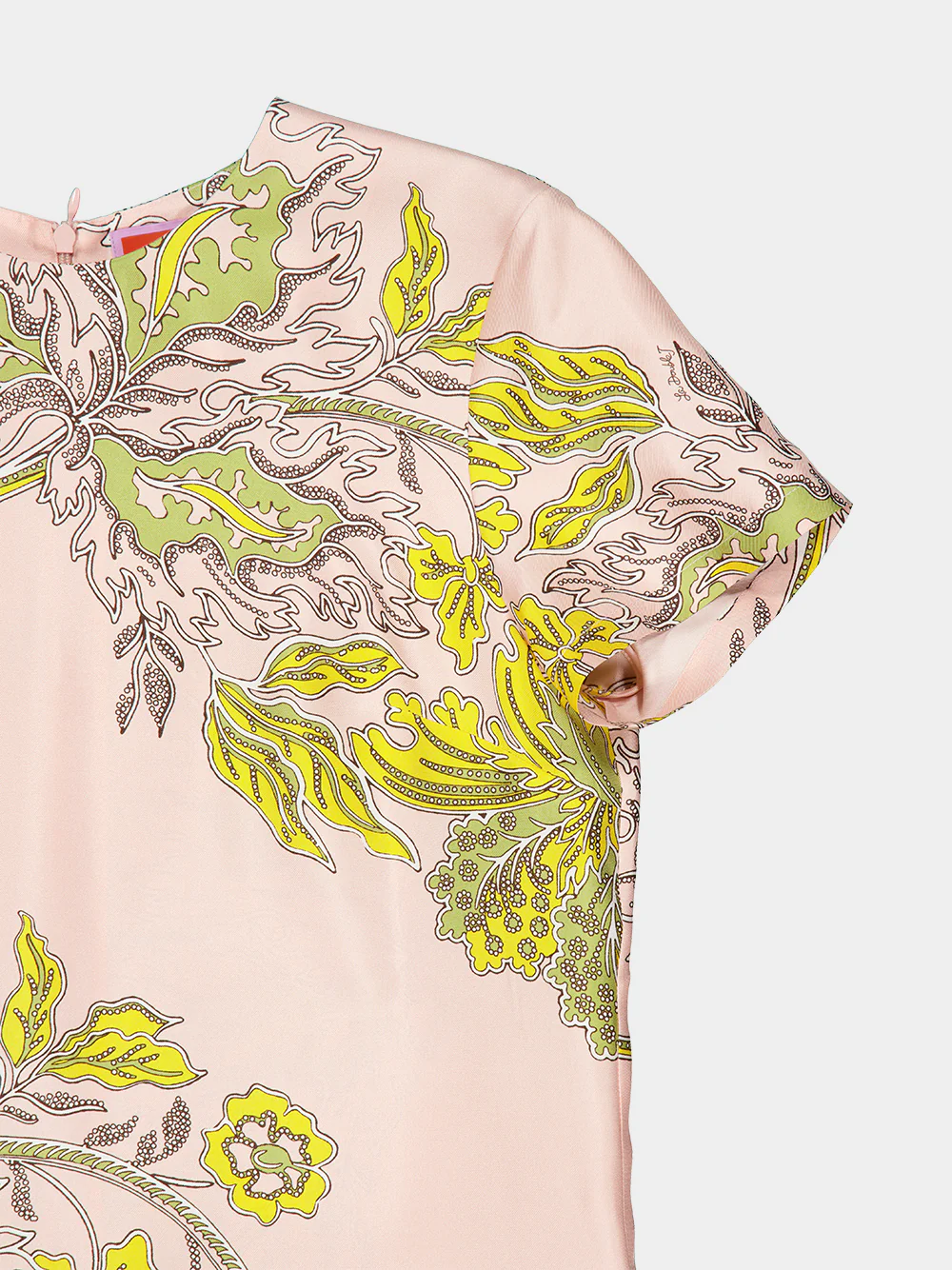 Swathe Pink Silk Twill Mini Swing Dress with Feathers - Image 6