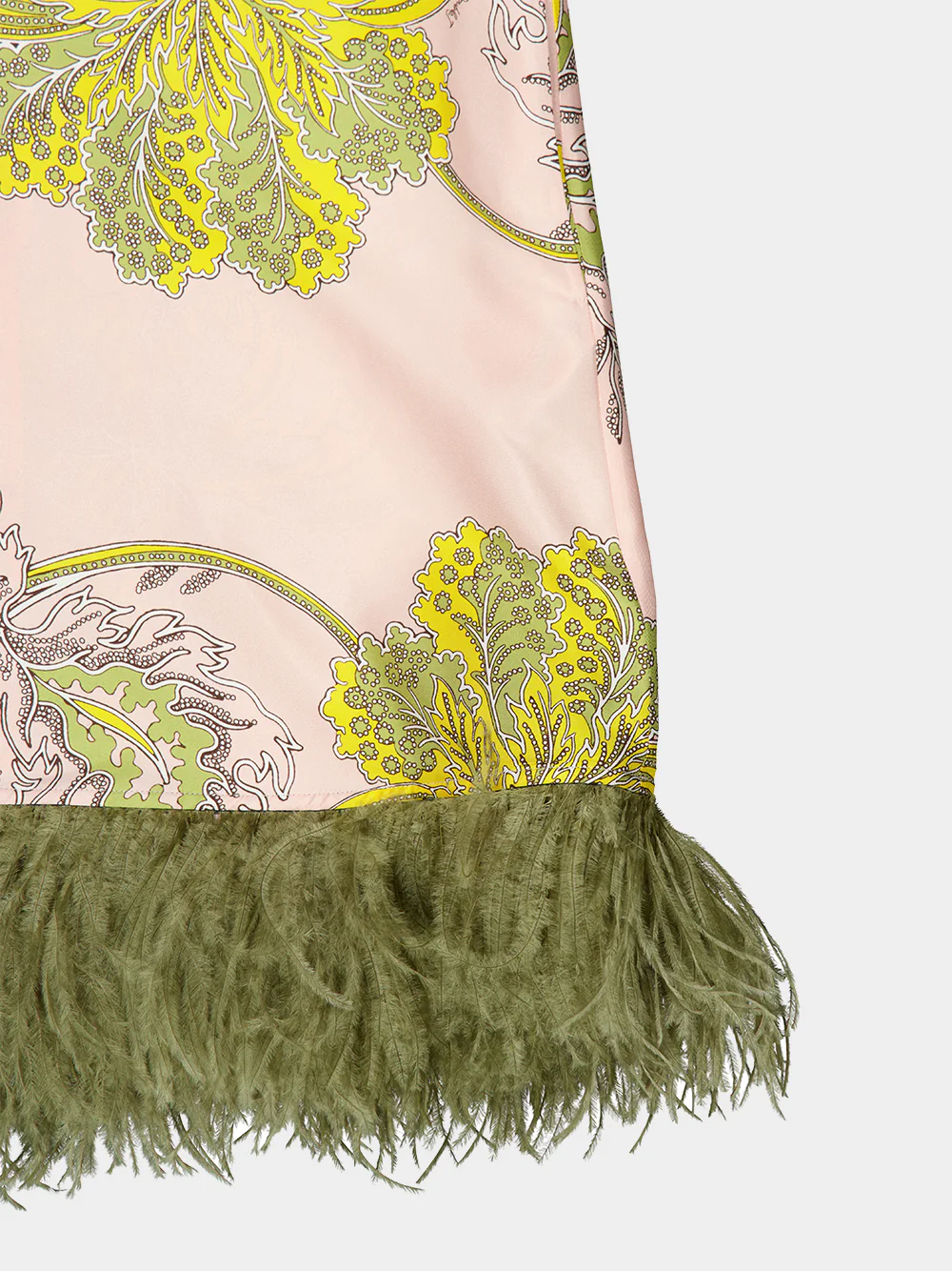 Swathe Pink Silk Twill Mini Swing Dress with Feathers - Image 7