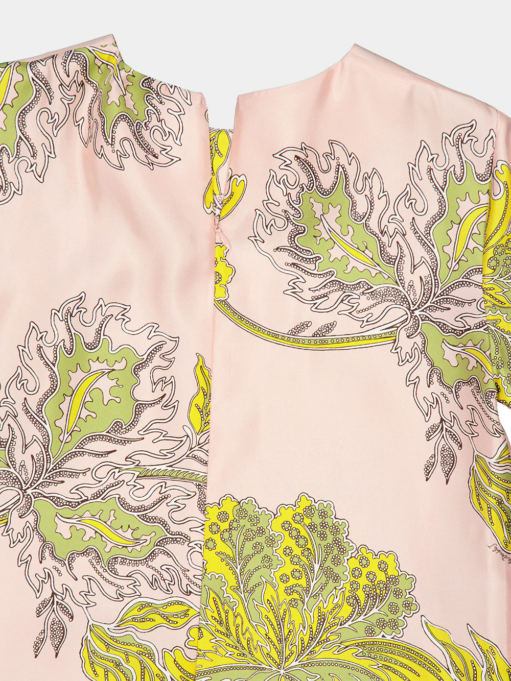 Swathe Pink Silk Twill Mini Swing Dress with Feathers - Image 8
