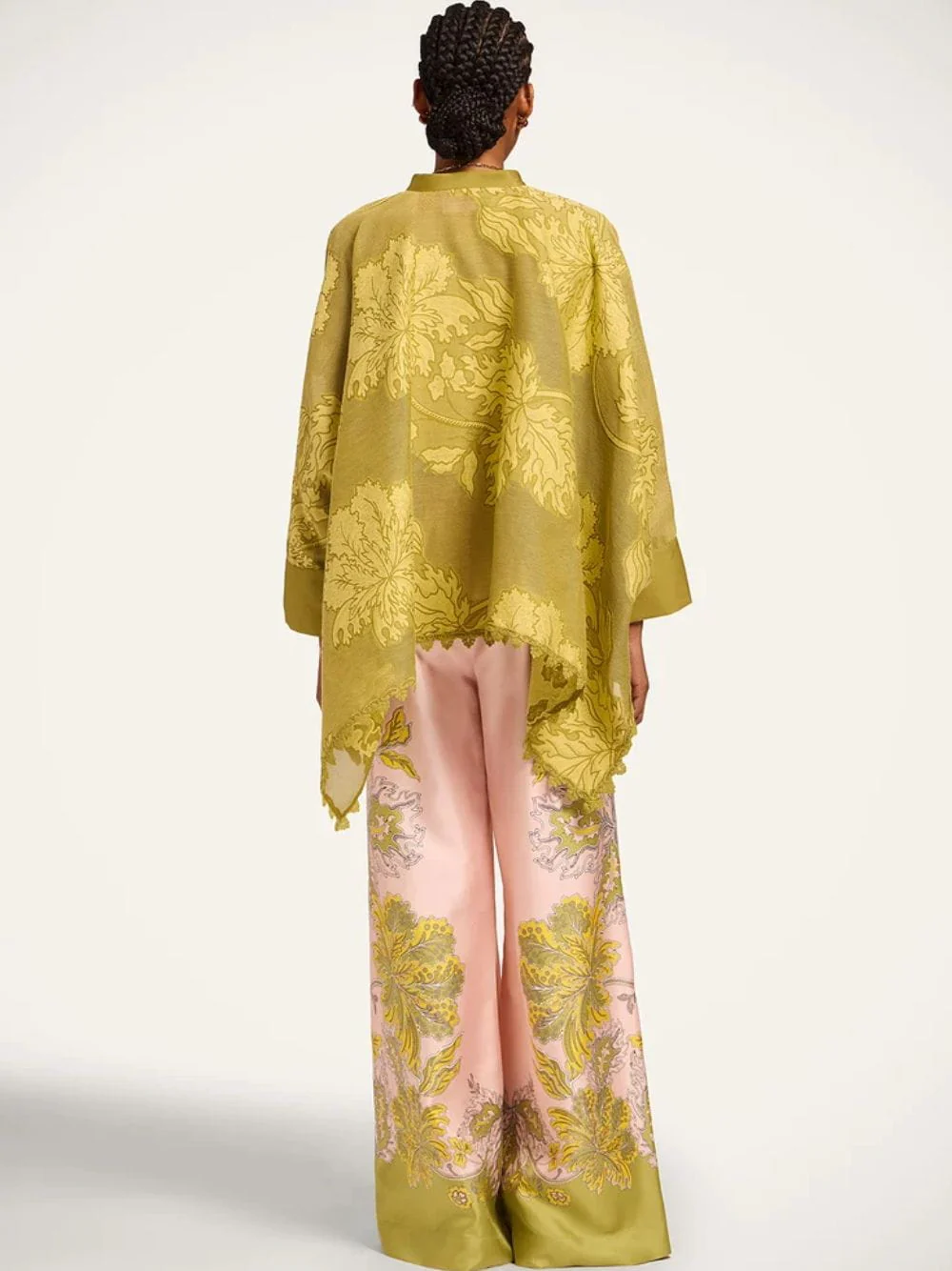 Swathe Placée Pink Silk Twill Palazzo Pants - Image 4