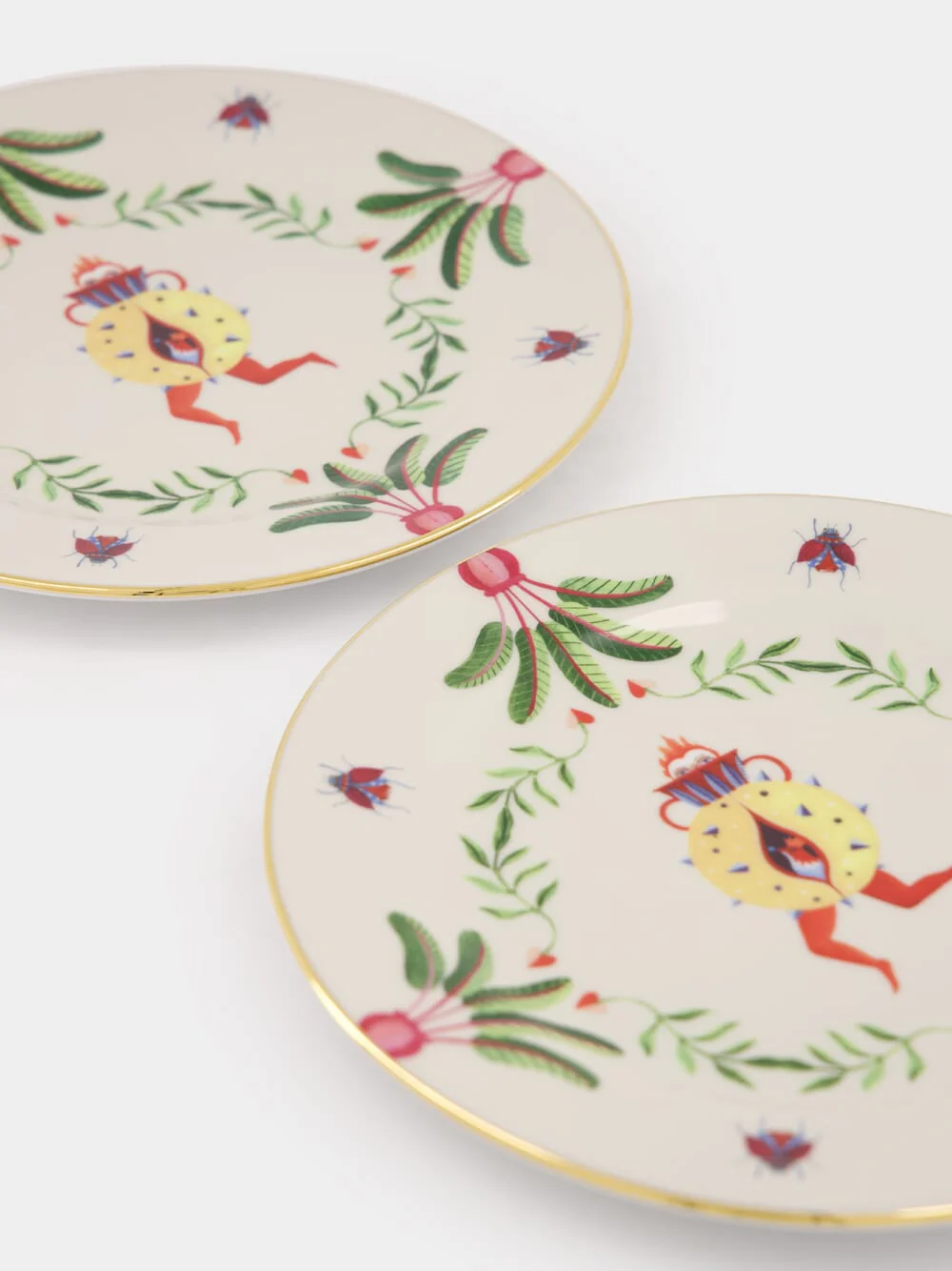 Set of 2 Citrus Scarabs Dessert Plates - Image 4
