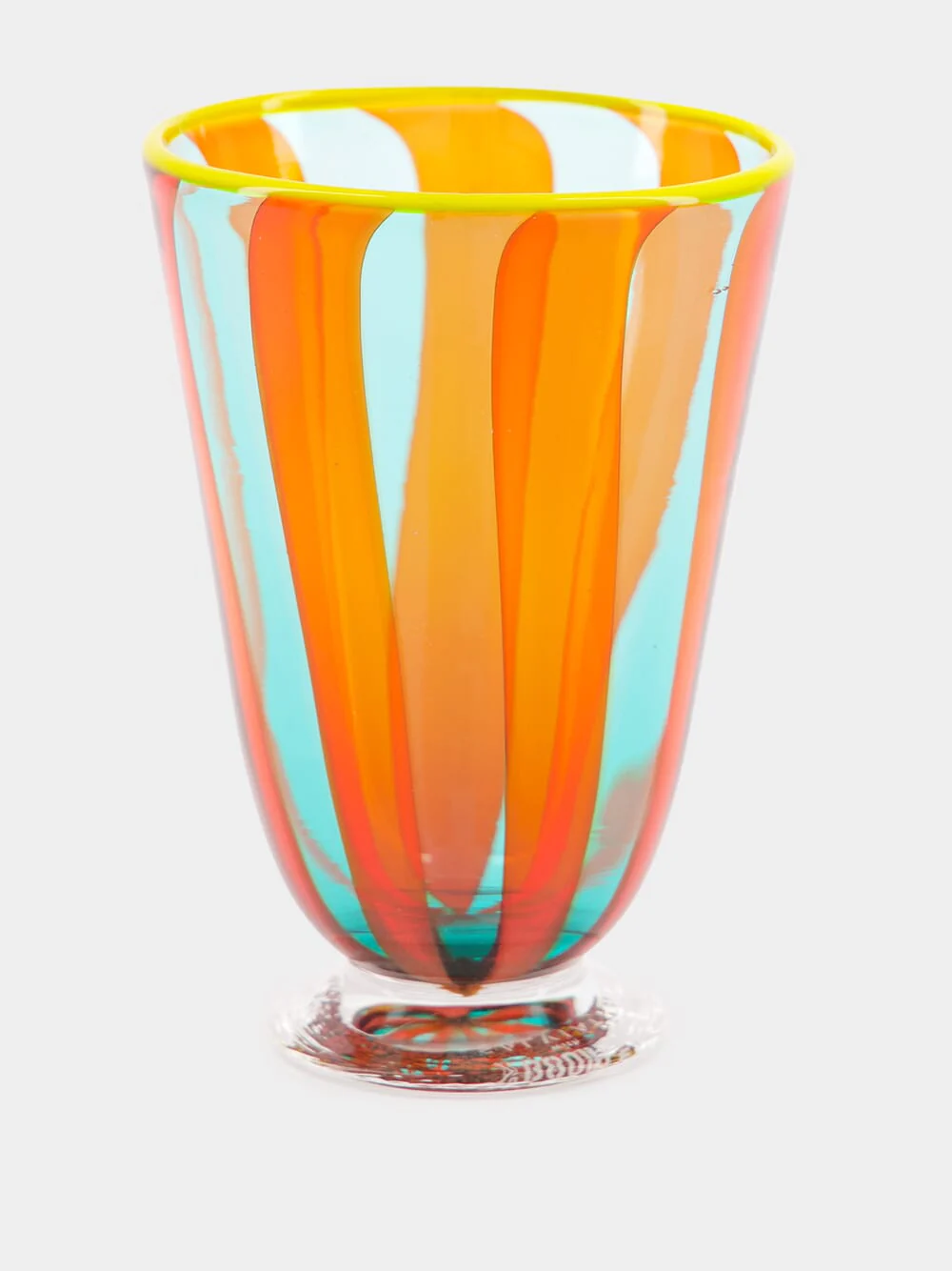 Set of 2 Orange and Turquoise Murano Water Glasses - Image 3