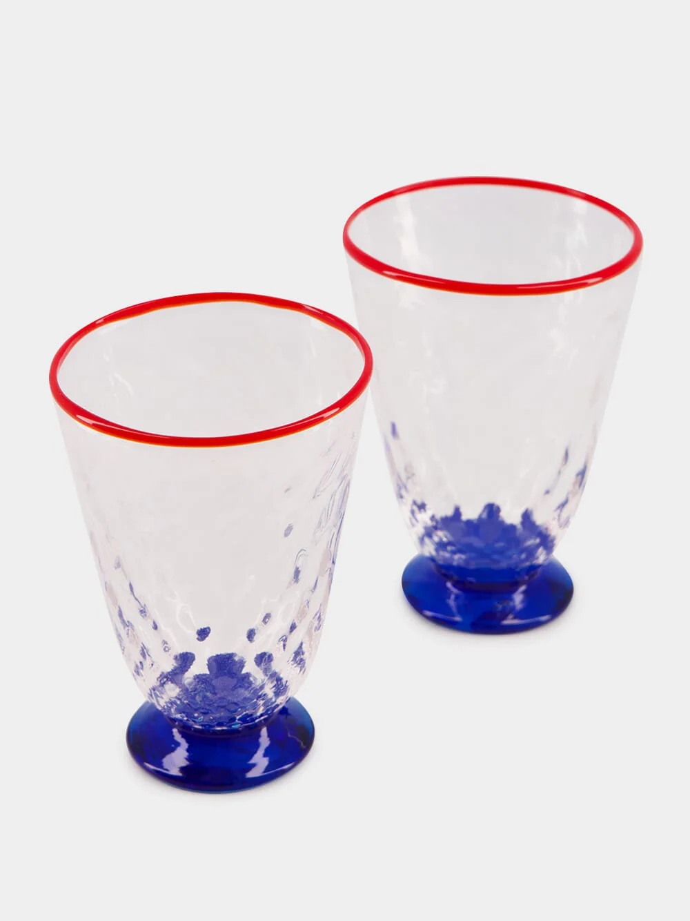 Set of 2 Quilted Murano Blue Glasses - Image 2