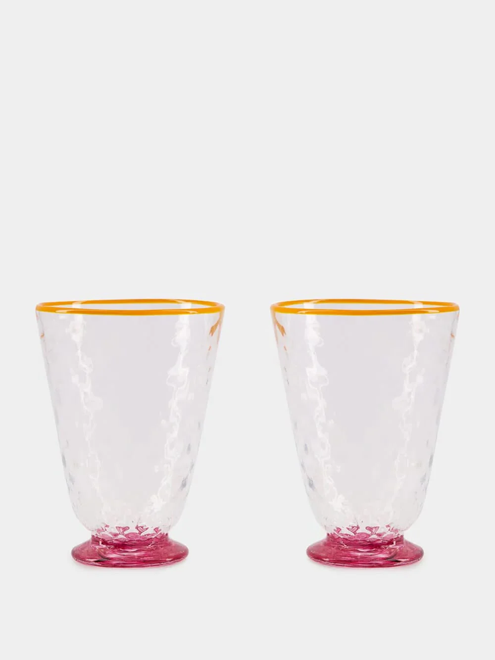 Set of 2 Quilted Murano Pink Glasses