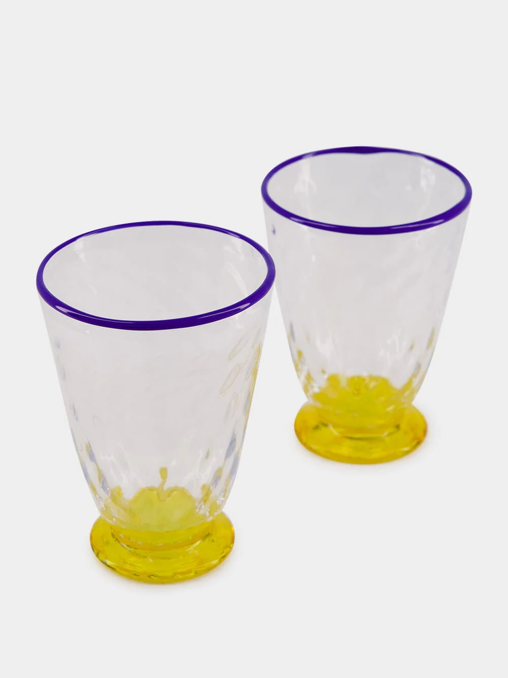 Set of 2 Quilted Murano Yellow Water Glasses - Image 2