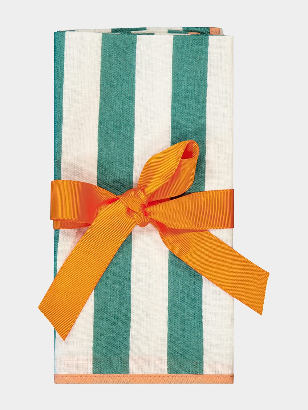 Set of 2 Green Striped Italian Linen Napkins - Image 4