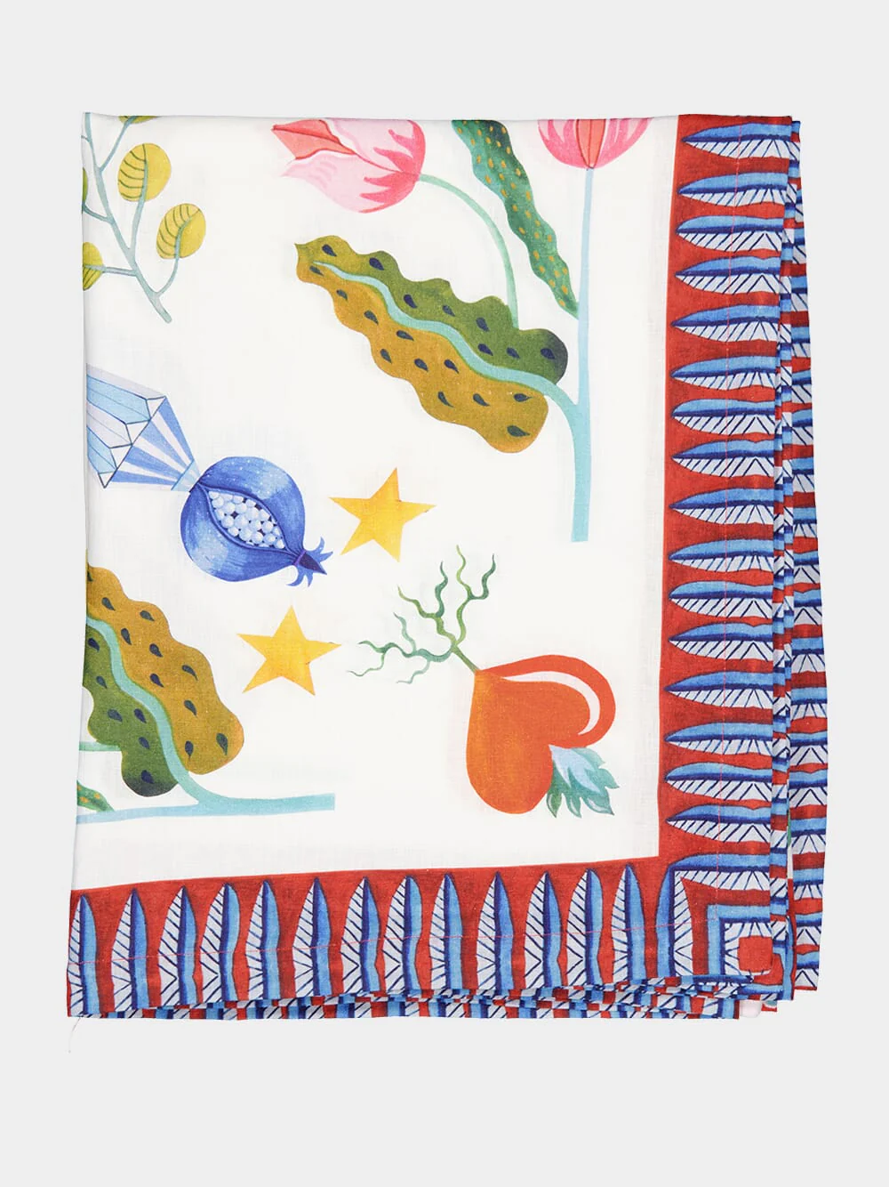 Turning Tulips White Medium Tablecloth