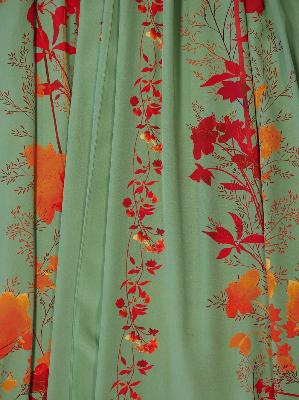 Woodland Placée Green & Orange Silk Maxi Dress - Image 6