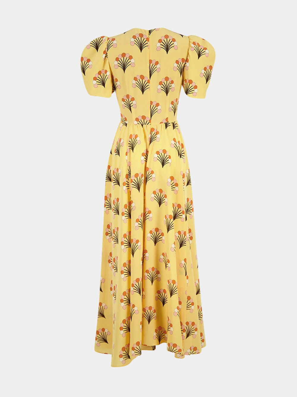 Yellow Printed Silk Midi Dress - Image 2