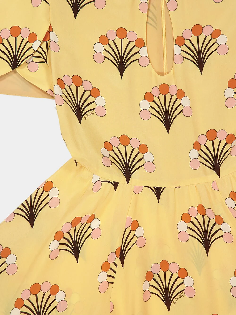 Yellow Printed Silk Midi Dress - Image 4