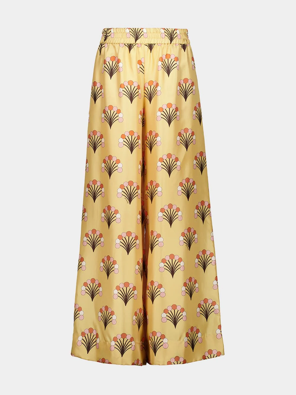 Yellow Printed Silk Palazzo Trousers