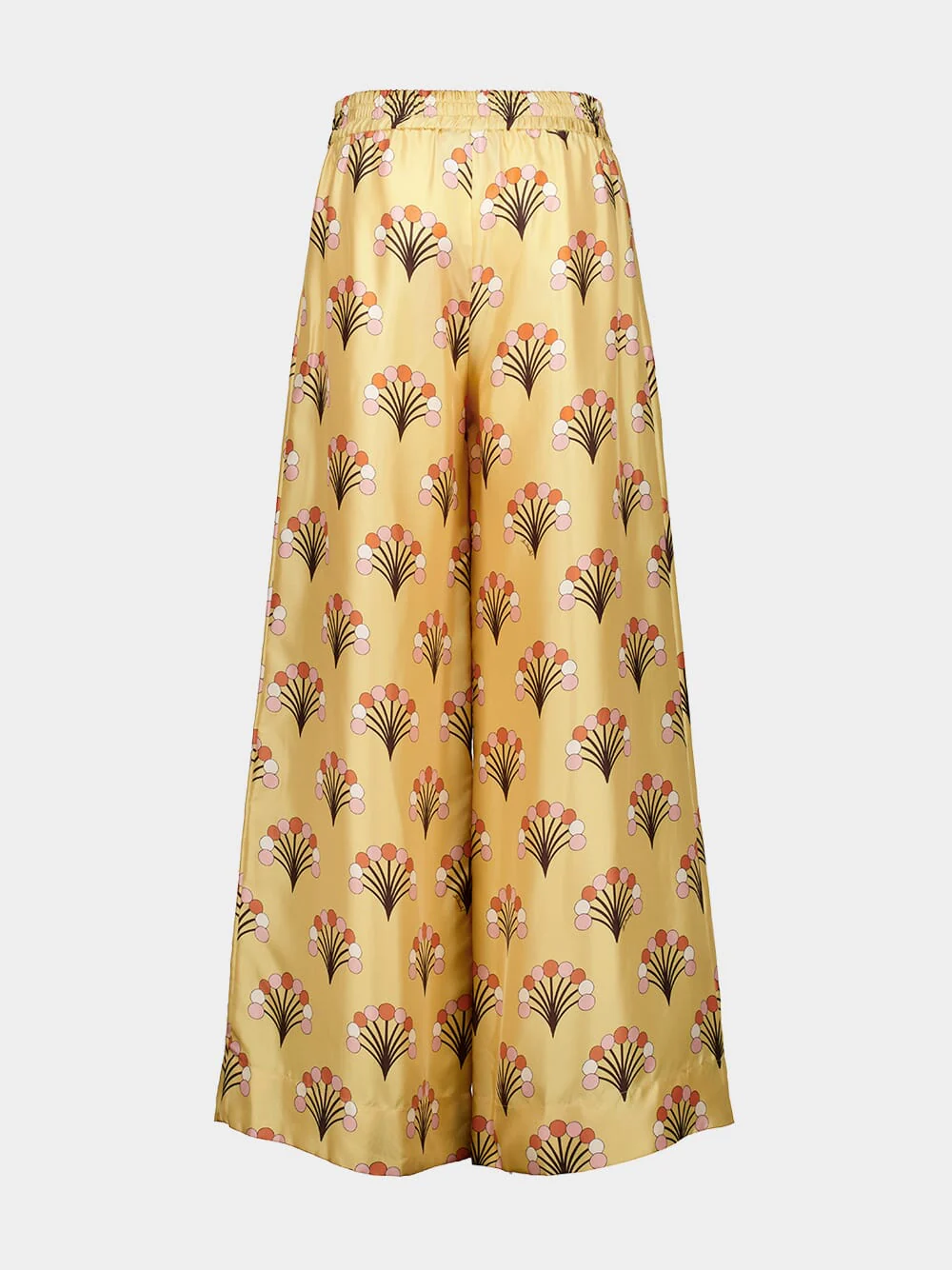 Yellow Printed Silk Palazzo Trousers - Image 2