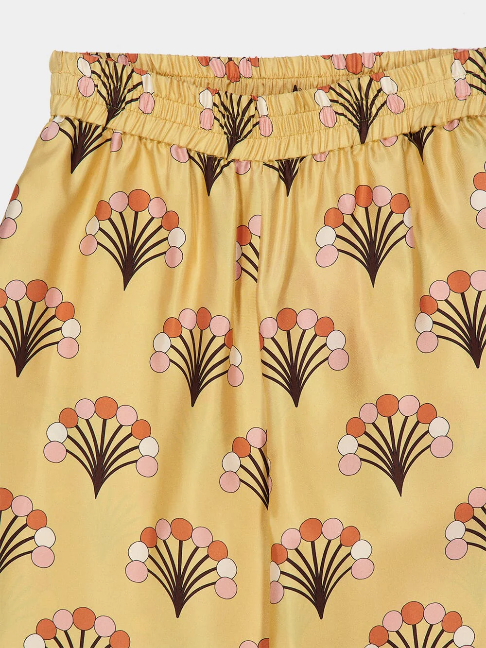 Yellow Printed Silk Palazzo Trousers - Image 3