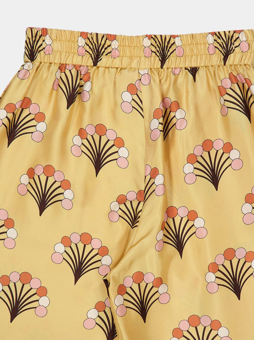 Yellow Printed Silk Palazzo Trousers - Image 4