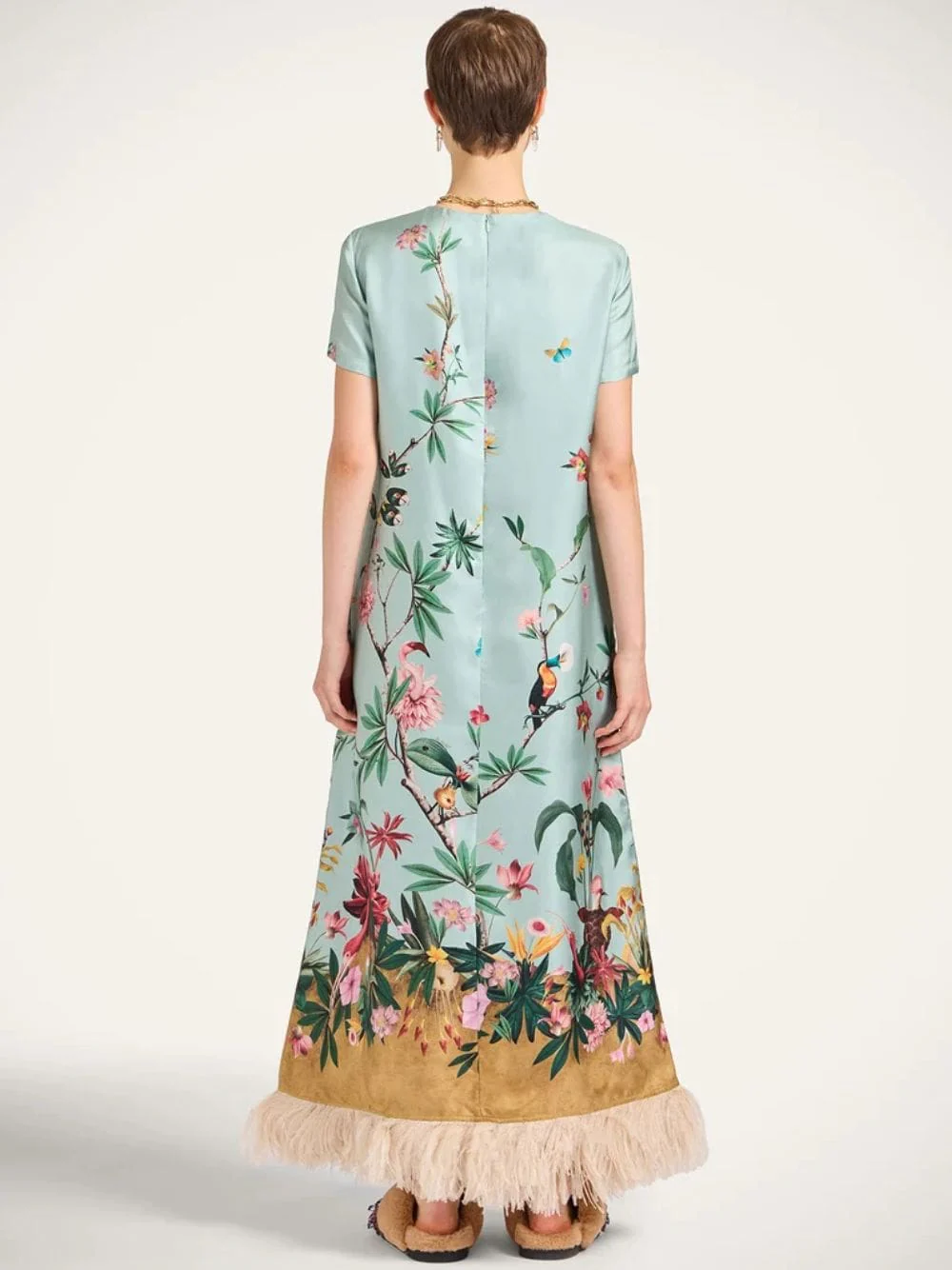 Zooflora Feather-Trimmed Swing Dress - Image 3