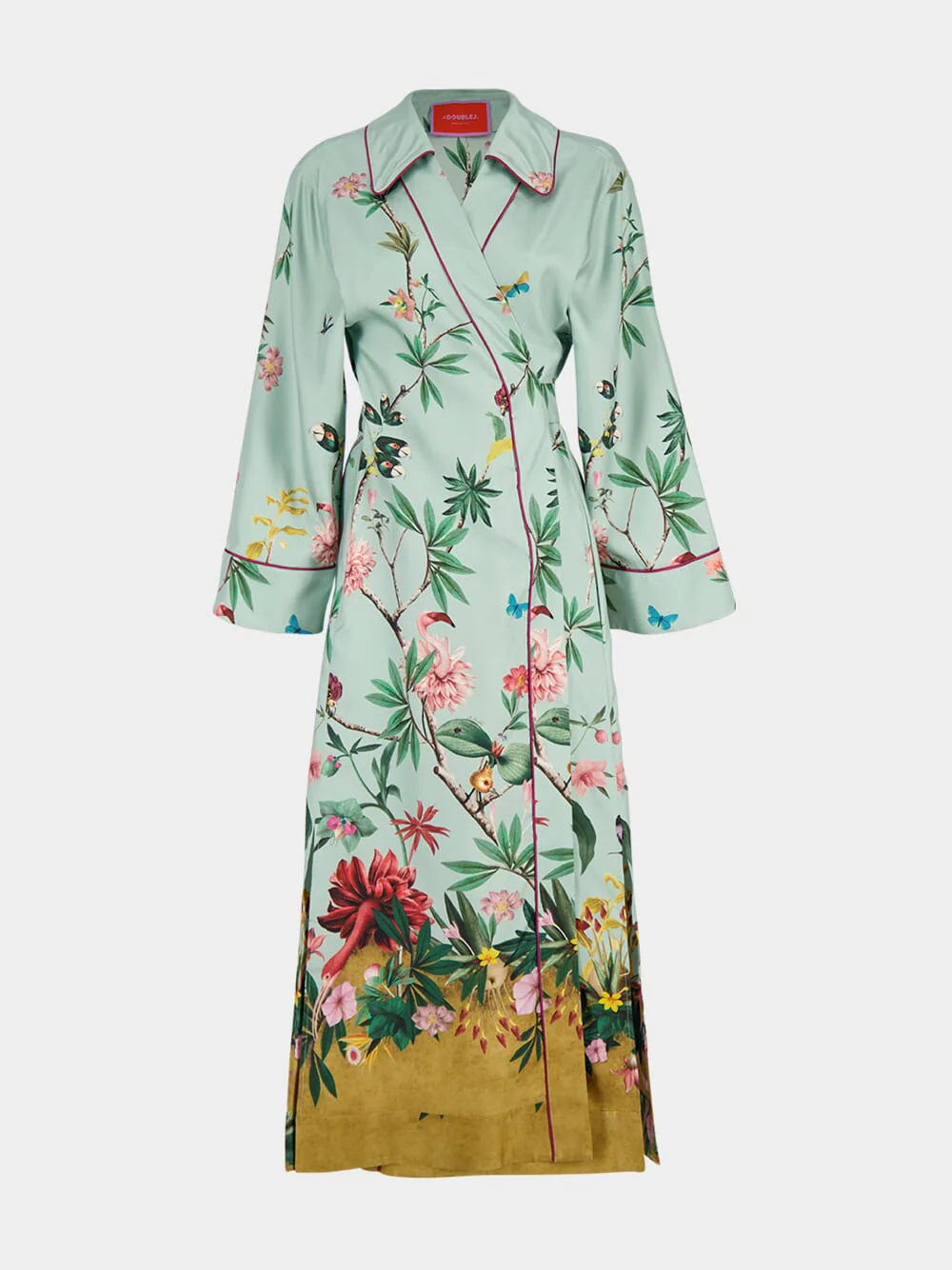 Zooflora Light Blue Silk Wrap Dress