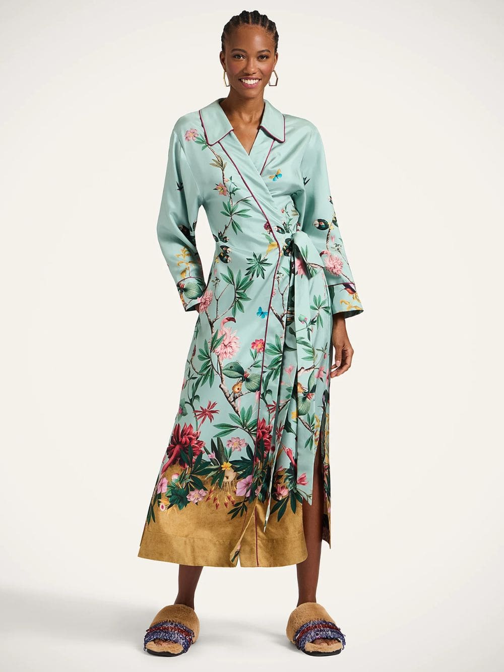 Zooflora Light Blue Silk Wrap Dress - Image 2