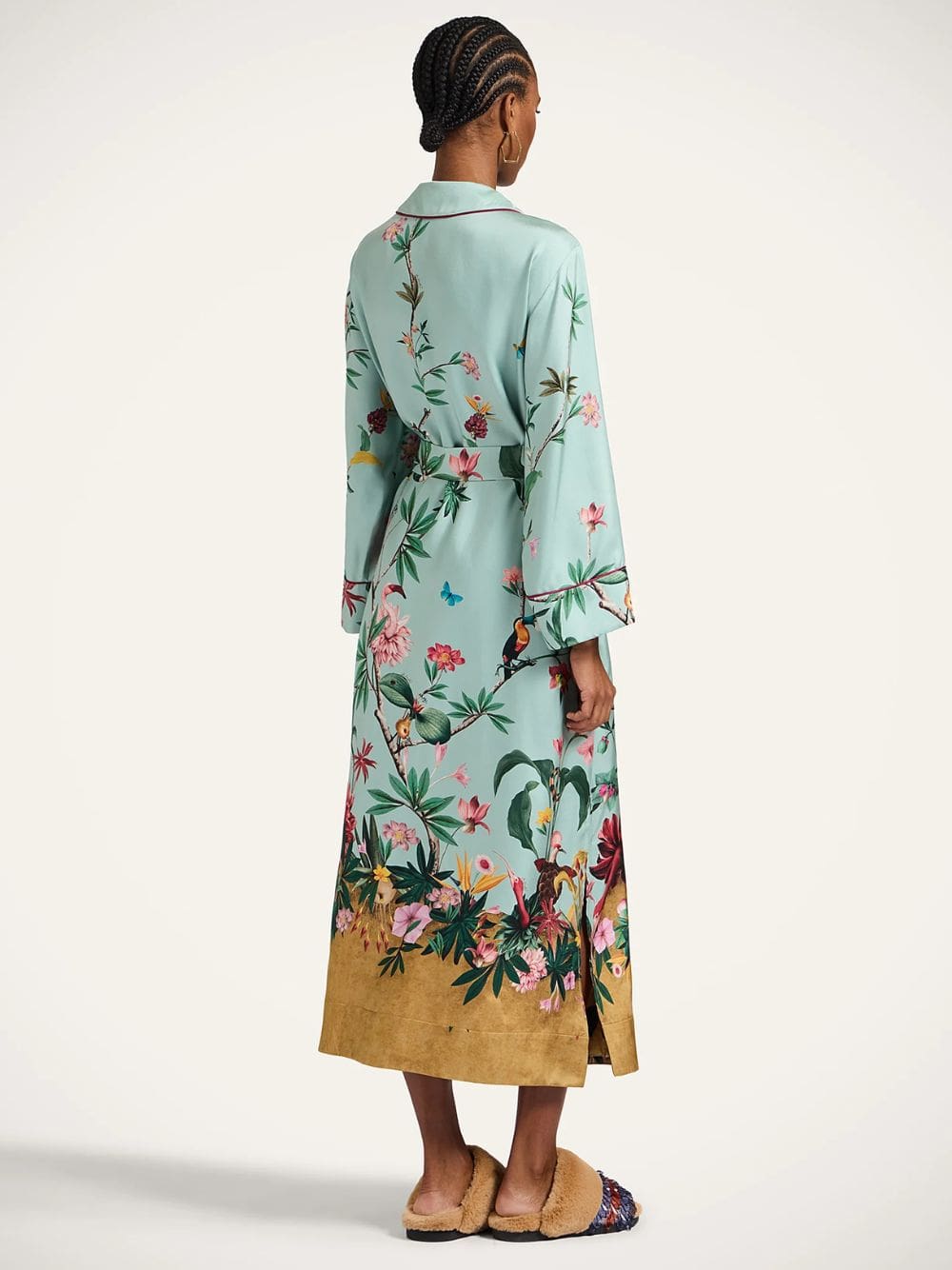Zooflora Light Blue Silk Wrap Dress - Image 4