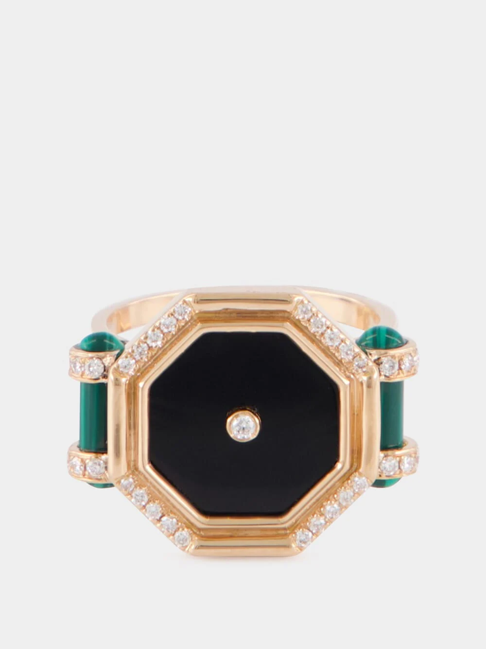 Hexagon Amulet Cocktail Ring with Onyx