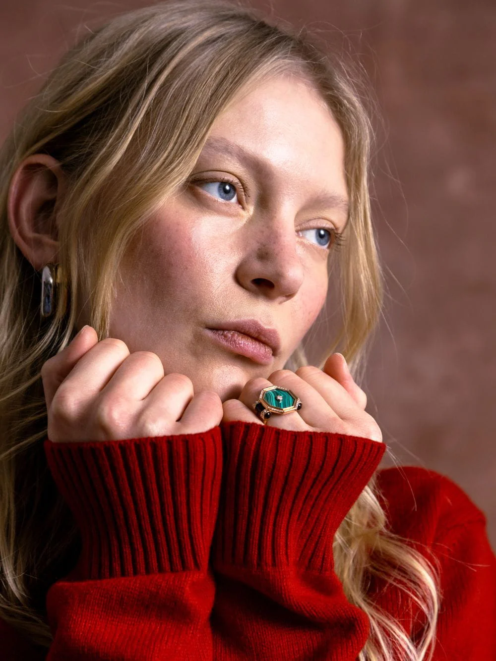 Hexagon Amulet Cocktail Ring with Onyx