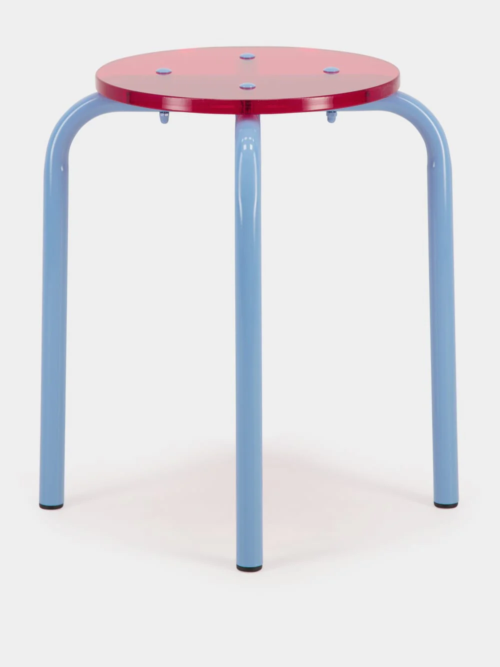 Blue Acrylic Glass and Steel Stool - Image 3