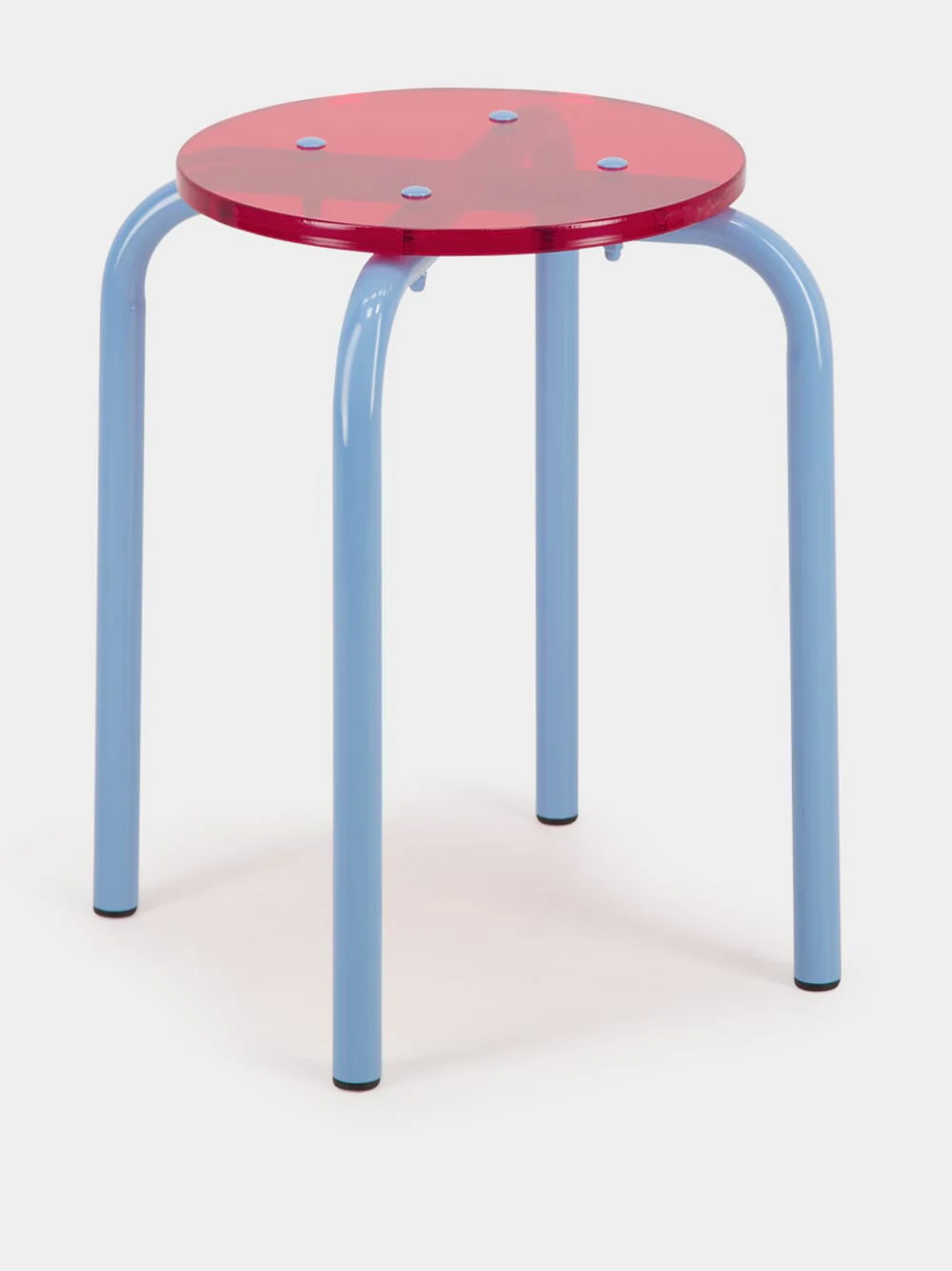 Blue Acrylic Glass and Steel Stool - Image 4