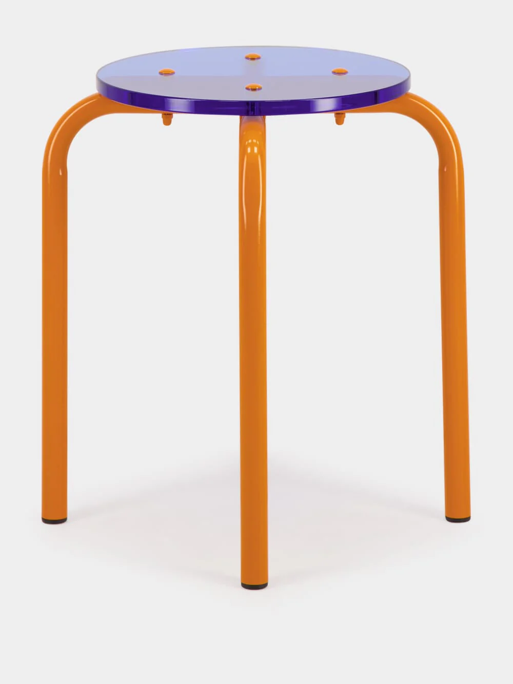 Orange Acrylic Glass and Steel Stool - Image 2