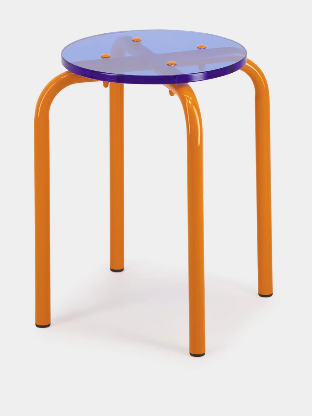 Orange Acrylic Glass and Steel Stool - Image 3