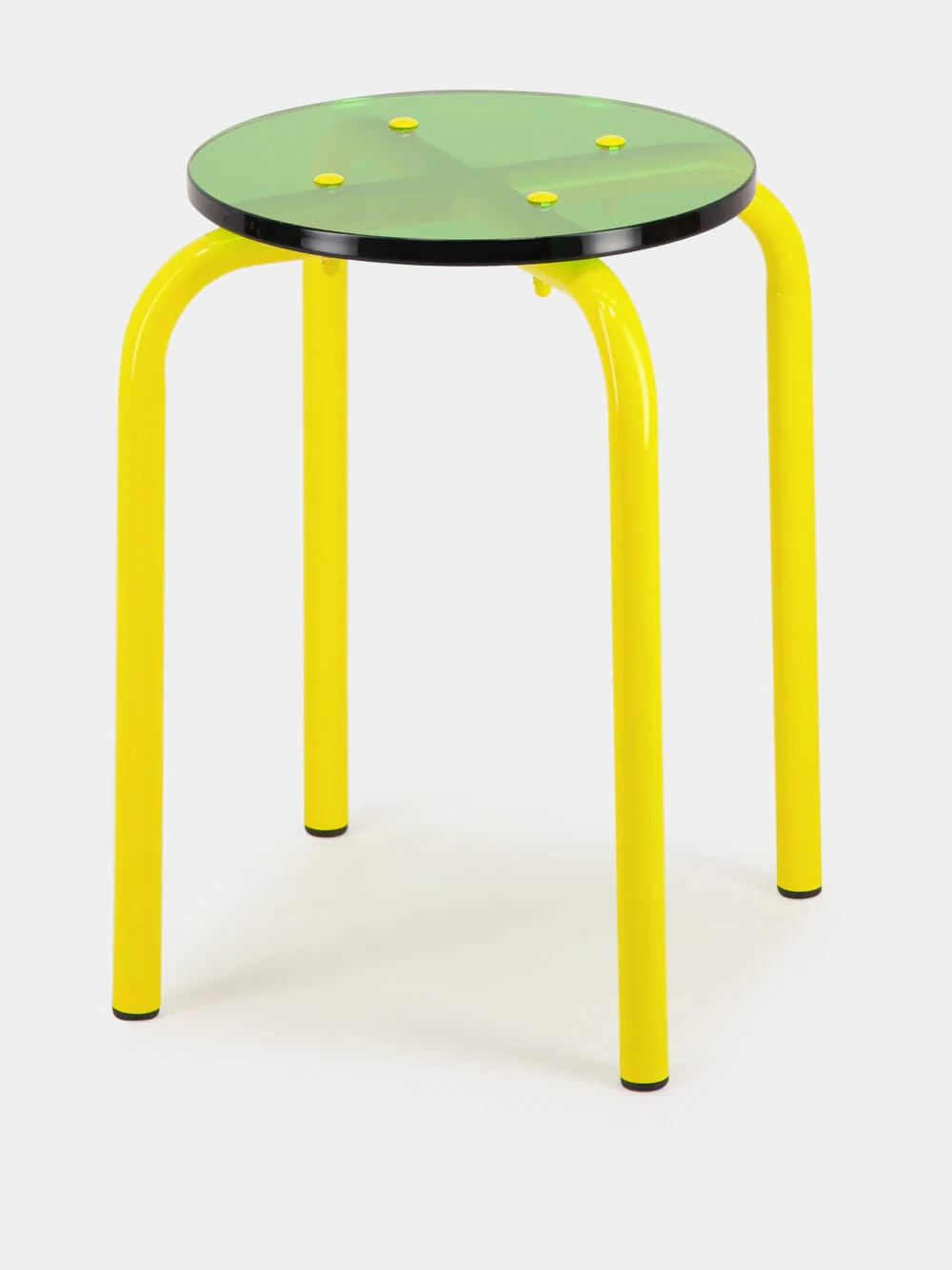 Yellow Acrylic Glass and Steel Stool - Image 3