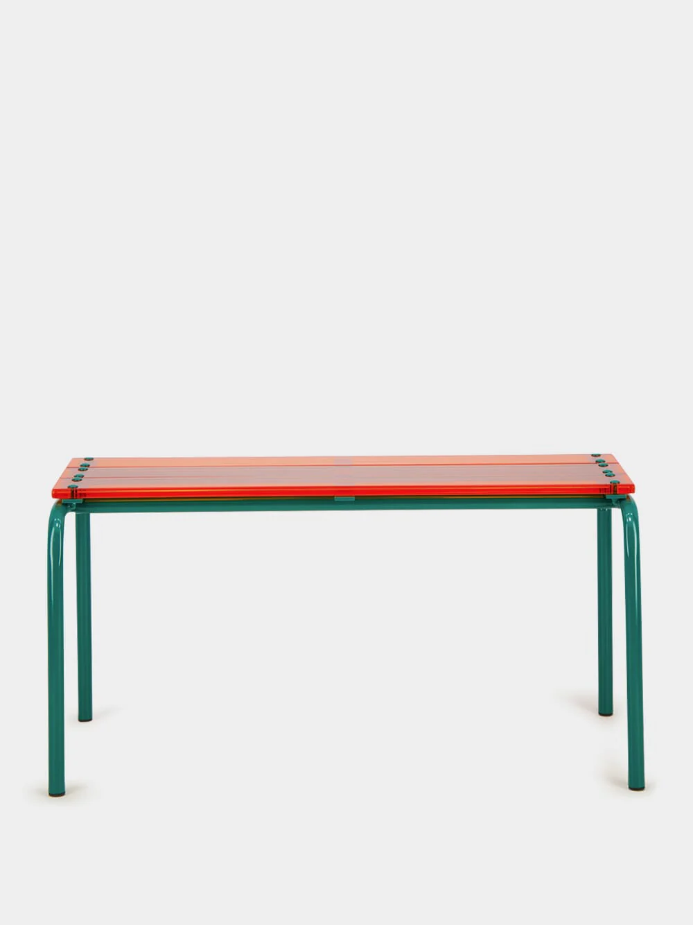 Peacock Blue and Orange Acrylic Bench