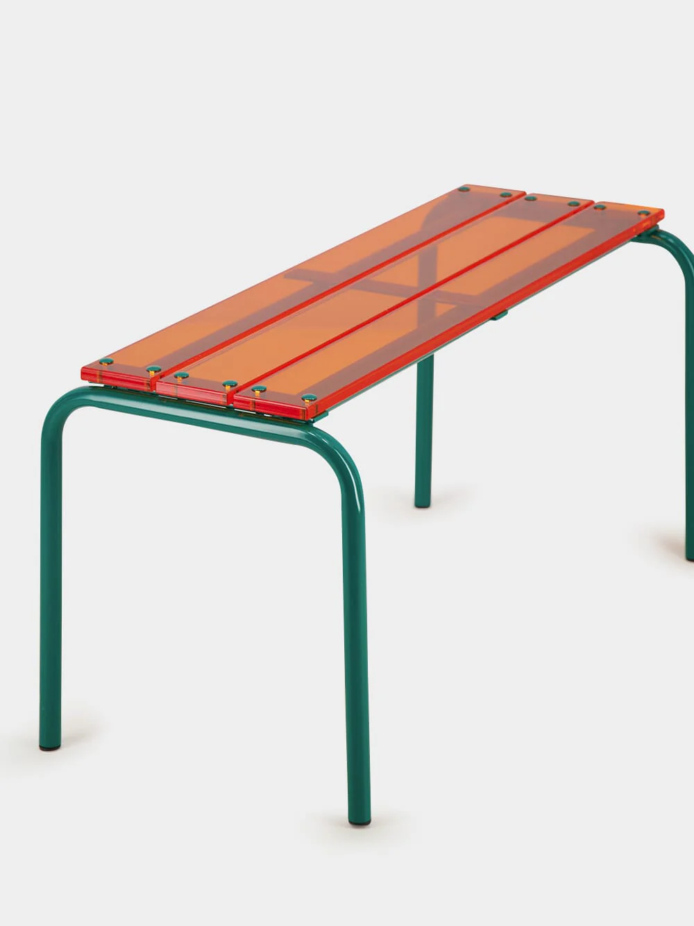 Peacock Blue and Orange Acrylic Bench - Image 4