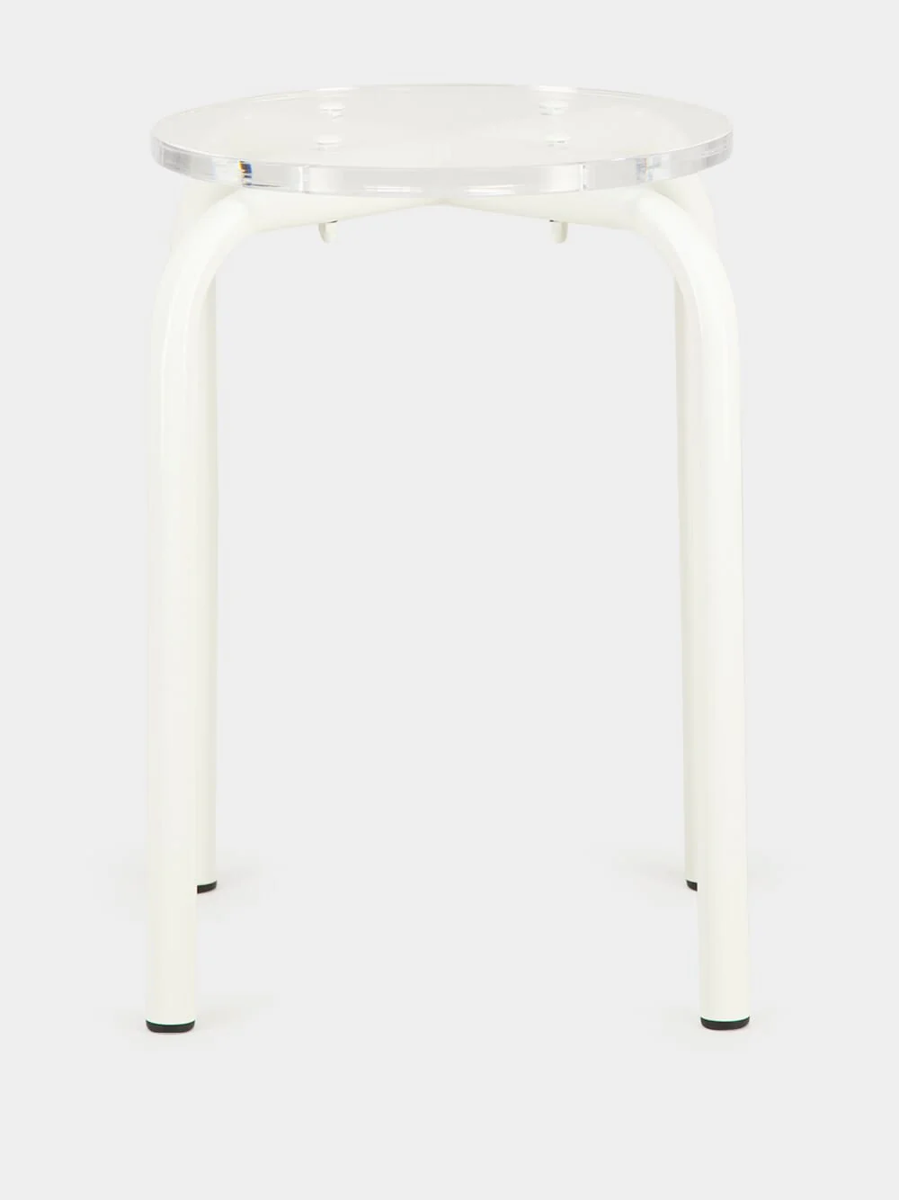 White Acrylic Glass and Steel Stool
